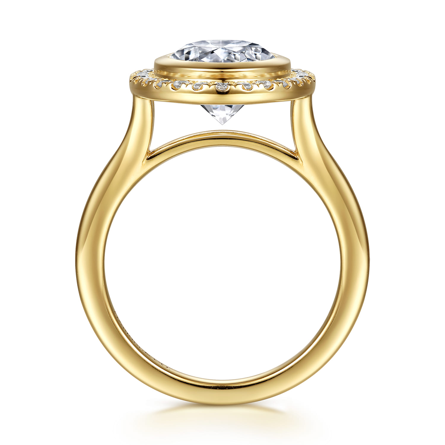 Oval Halo Diamond Engagement Ring in 14K Yellow Gold, photograph 2