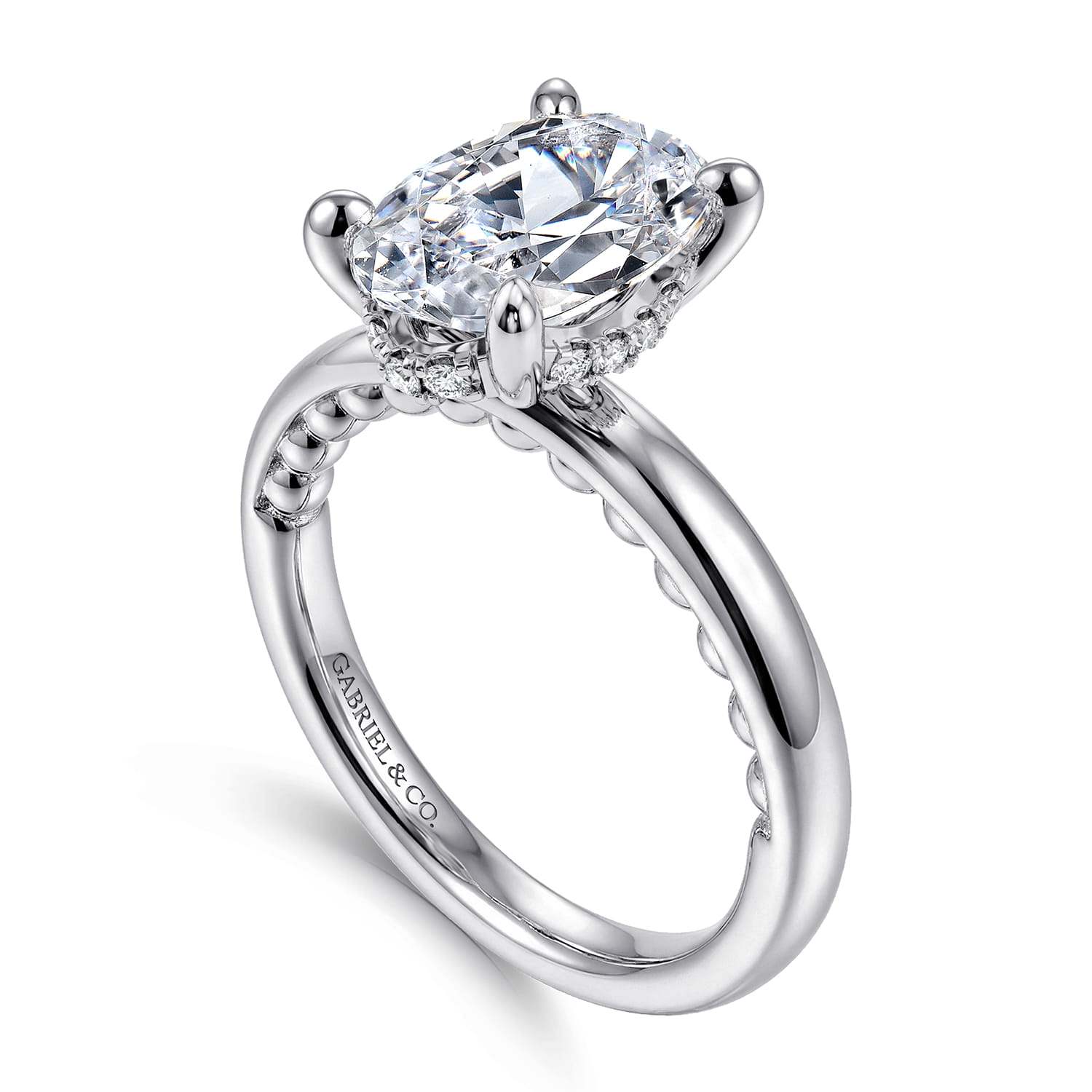 Oval Diamond Engagement Ring in 14K White Gold, photograph 3