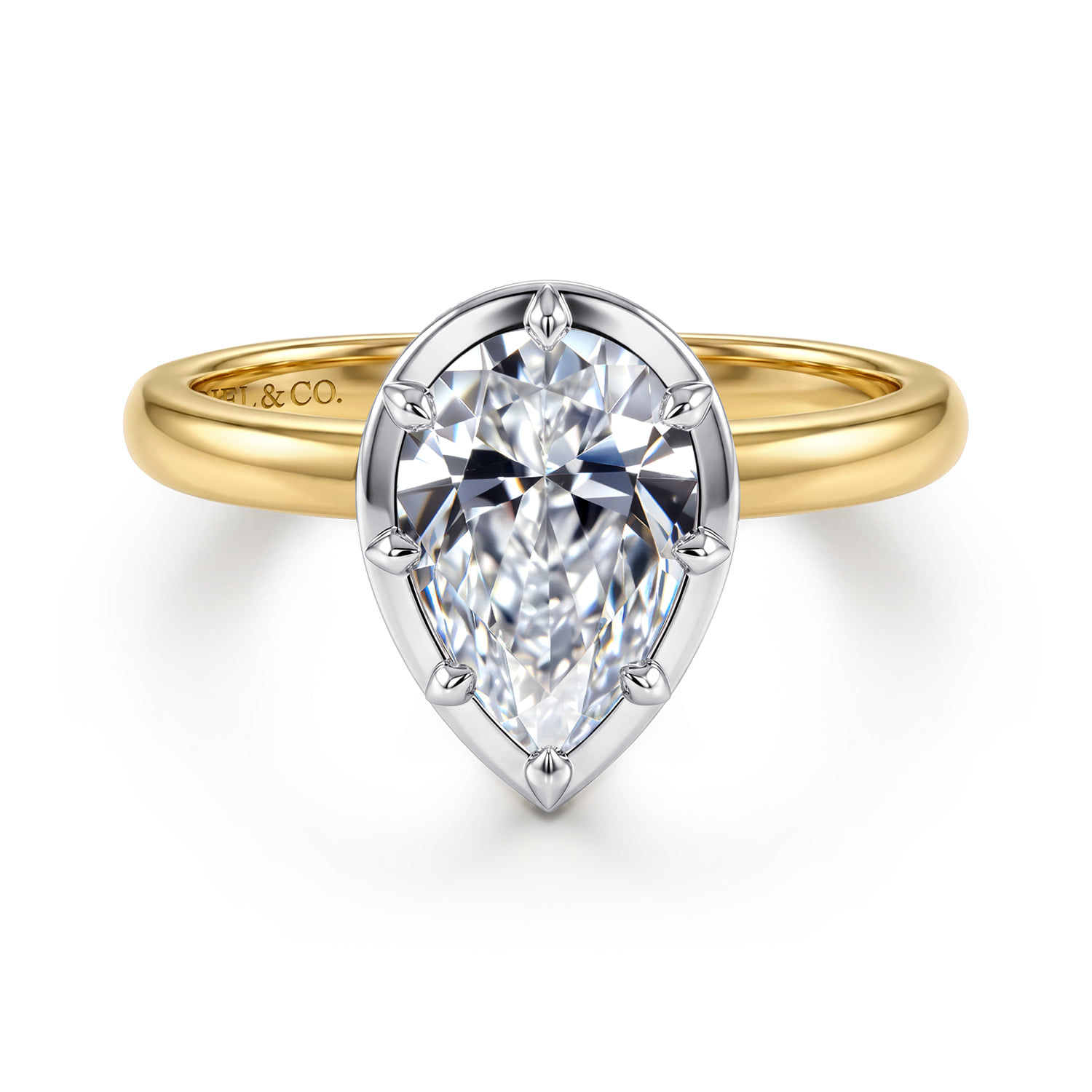 Pear Solitaire Diamond Engagement Ring in 14K Yellow Gold