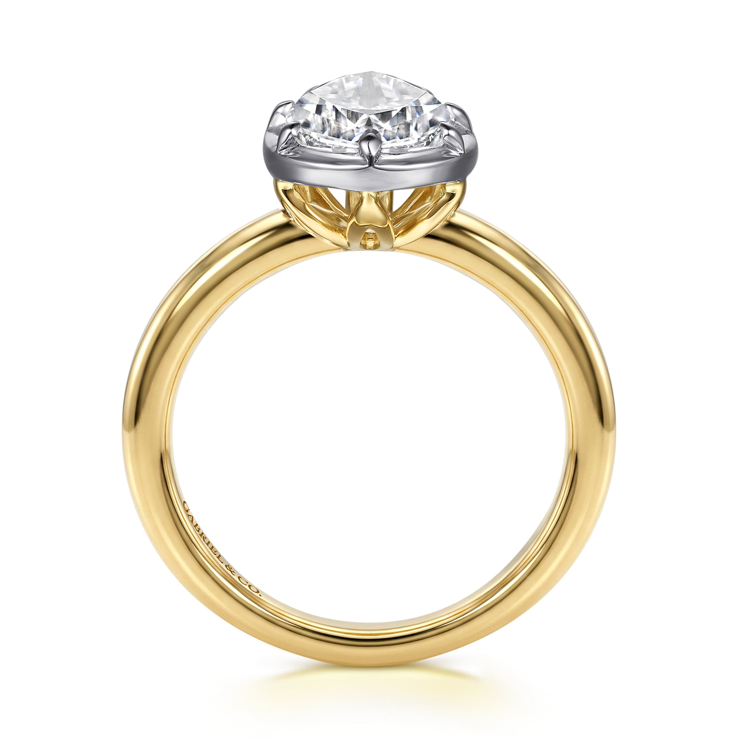 Pear Solitaire Diamond Engagement Ring in 14K Yellow Gold, photograph 2