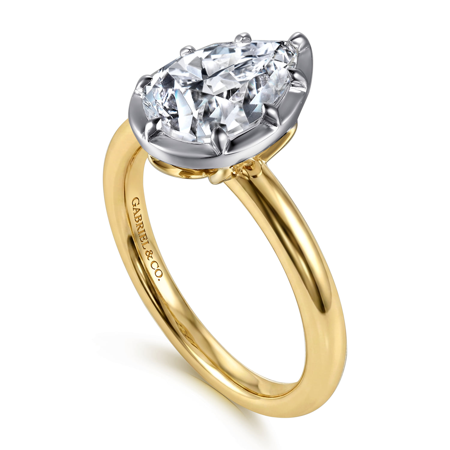 Pear Solitaire Diamond Engagement Ring in 14K Yellow Gold, photograph 3