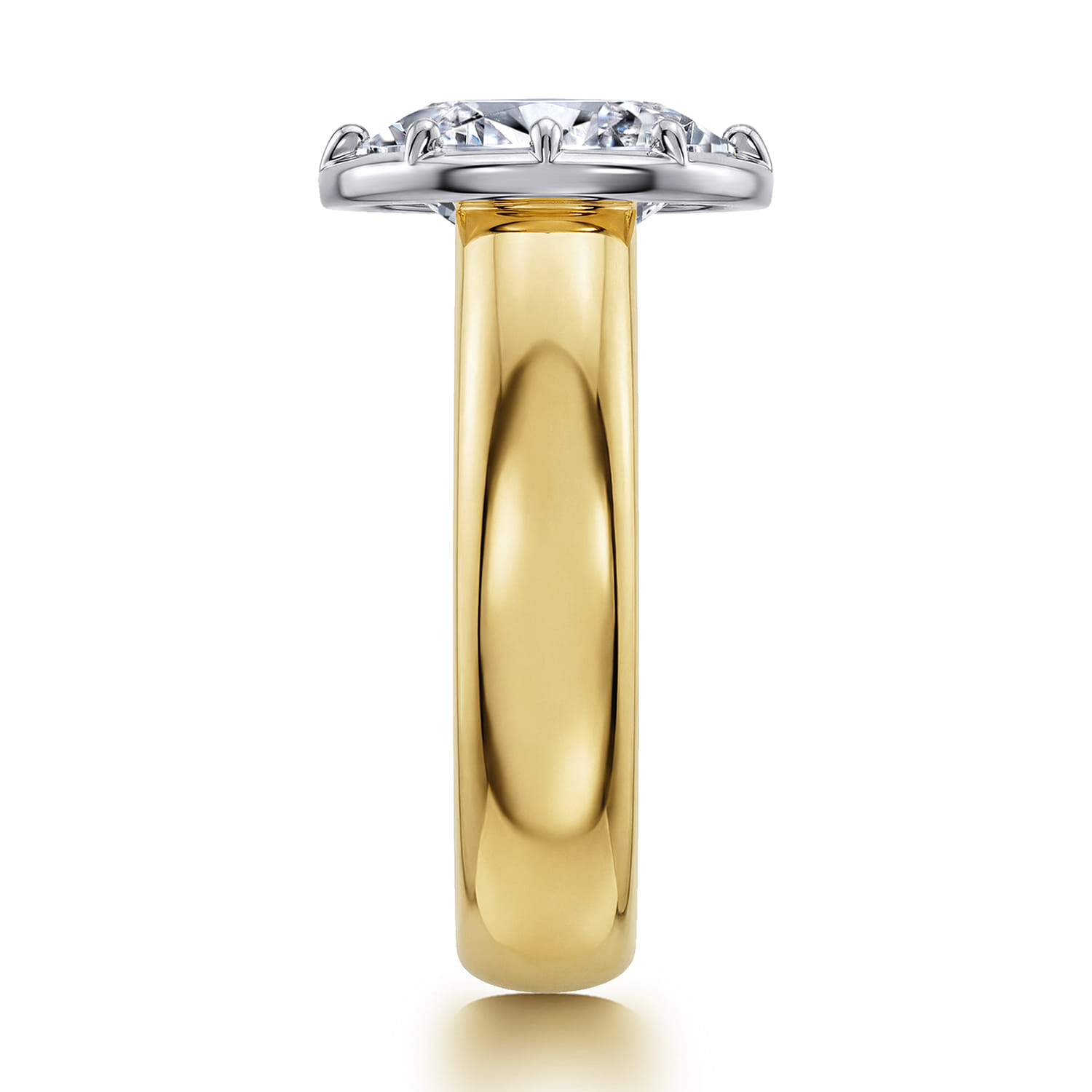 Oval Solitaire Diamond Engagement Ring in 14K White/Yellow Gold, photograph 5