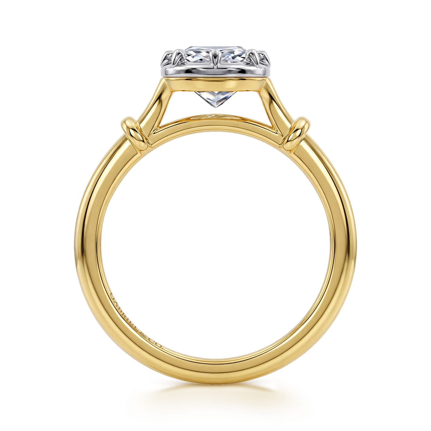 Elongated Cushion Solitaire Diamond Engagement Ring in 14K White/Yellow Gold, photograph 2