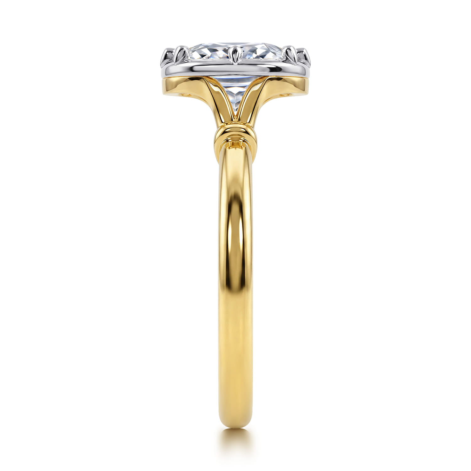 Elongated Cushion Solitaire Diamond Engagement Ring in 14K White/Yellow Gold, photograph 5