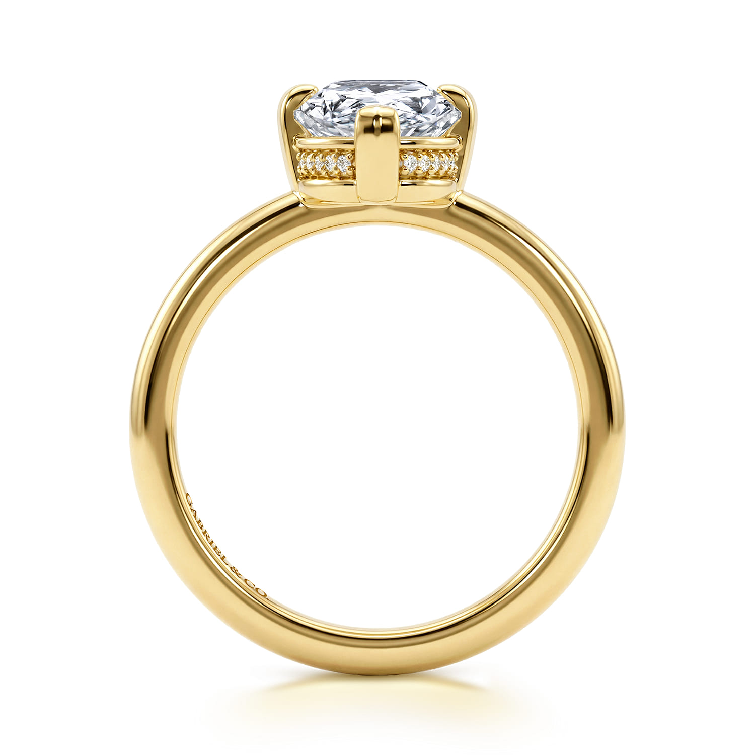 Pear Bypass Diamond Engagement Ring in 14K Yellow Gold, photograph 2