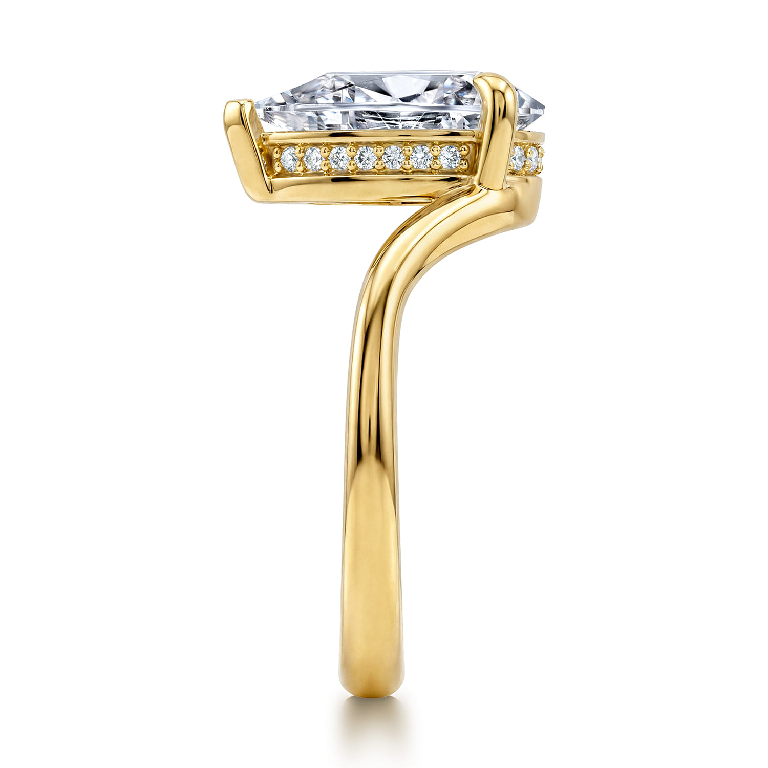 Pear Bypass Diamond Engagement Ring in 14K Yellow Gold, photograph 5