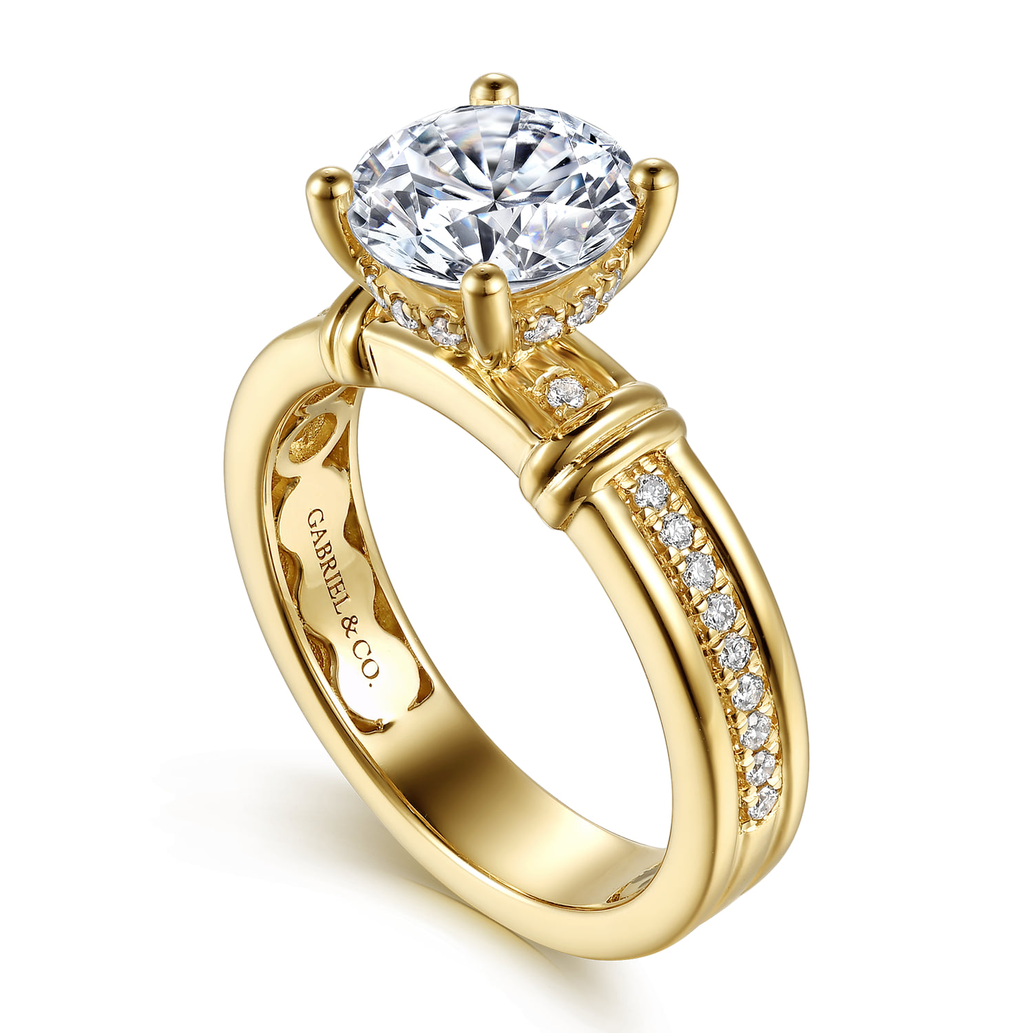 Round Diamond Engagement Ring in 14K Yellow Gold, photograph 3