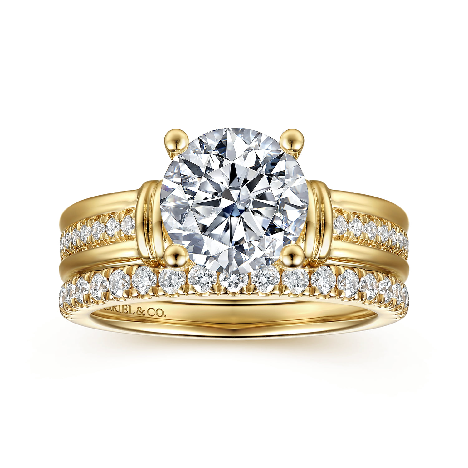 Round Diamond Engagement Ring in 14K Yellow Gold, photograph 4