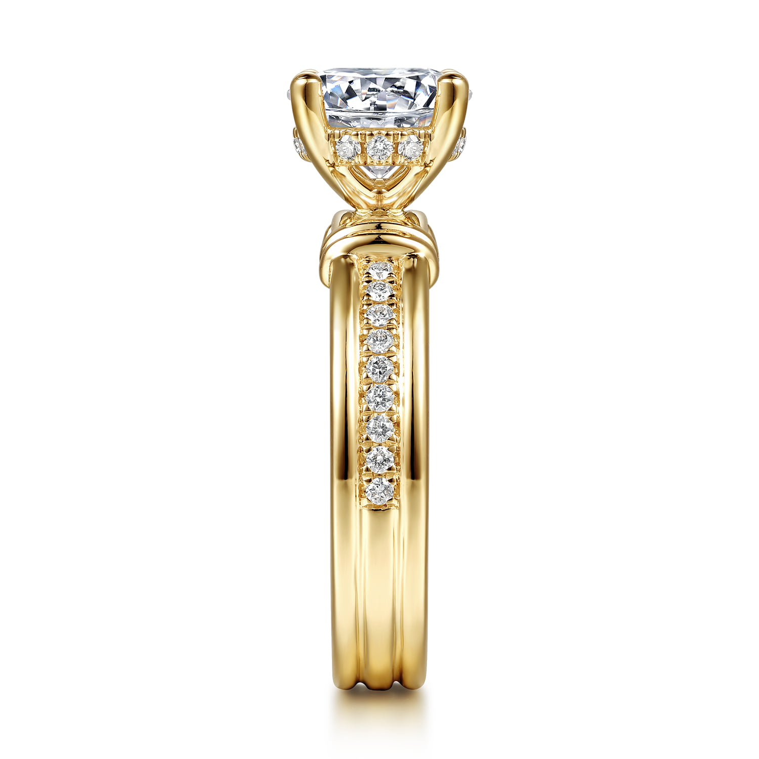 Round Diamond Engagement Ring in 14K Yellow Gold, photograph 5