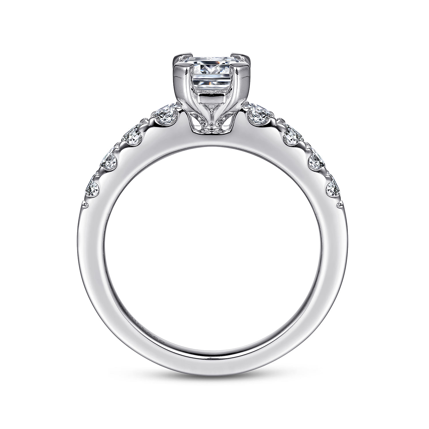 Emerald Diamond Engagement Ring in 14K White Gold, photograph 2