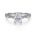 Sadie - 14K White Gold Rectangular Radiant Cut Diamond Engagement Ring