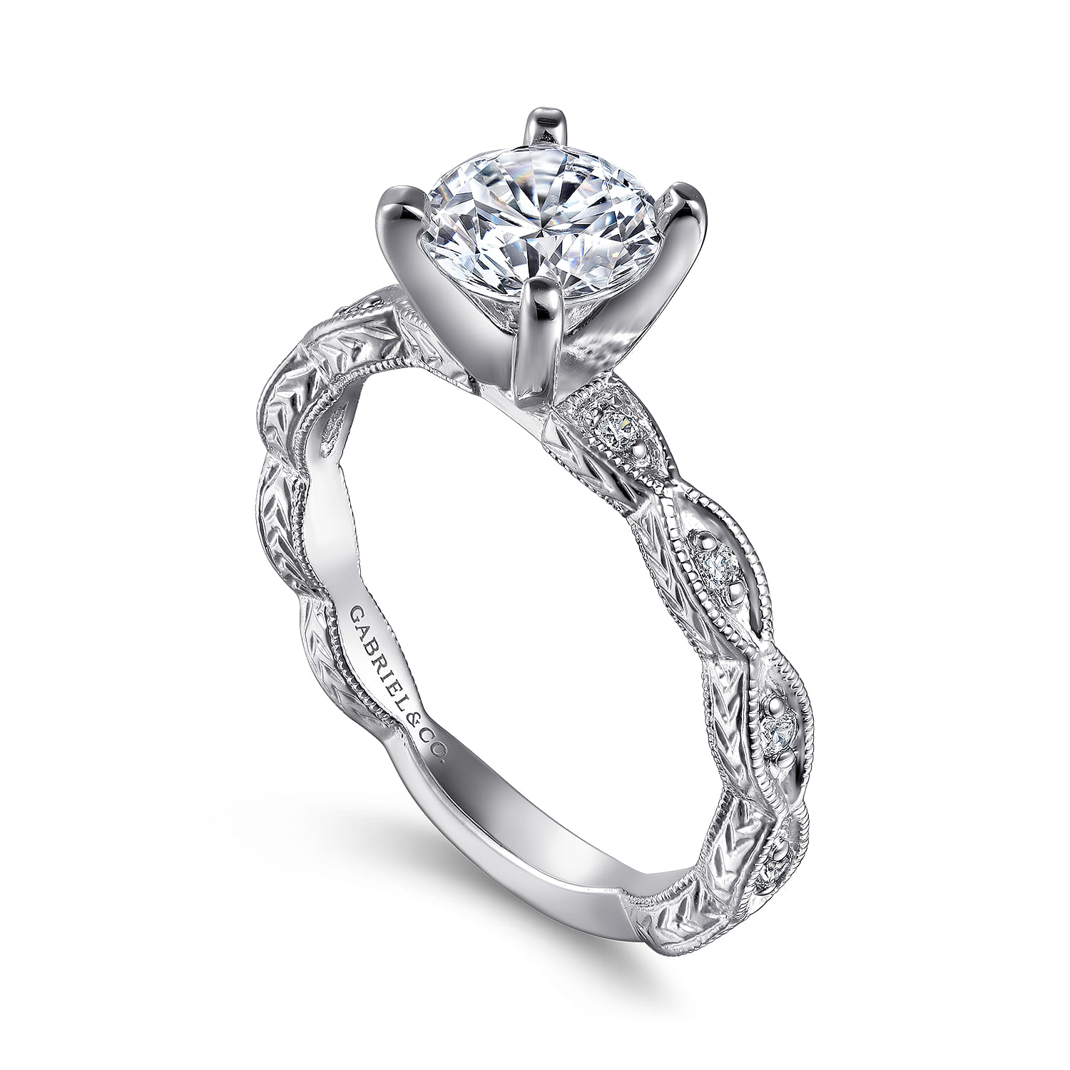 Round Diamond Engagement Ring in Platinum, photograph 3