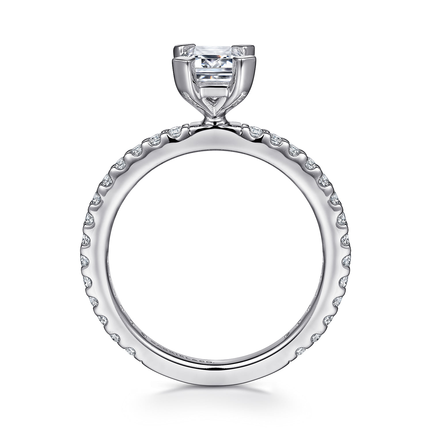 Emerald Diamond Engagement Ring in Platinum, photograph 2