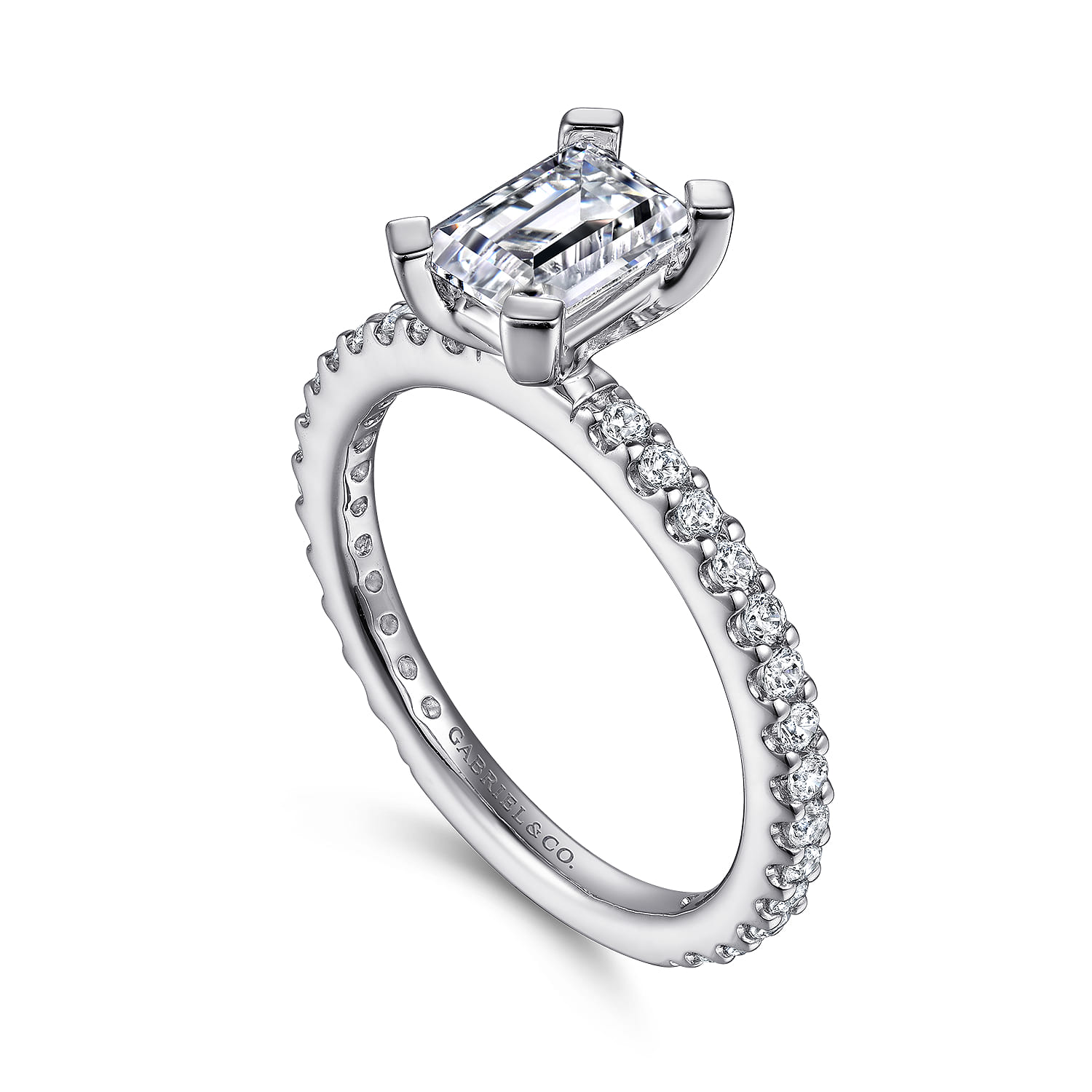 Emerald Diamond Engagement Ring in Platinum, photograph 3