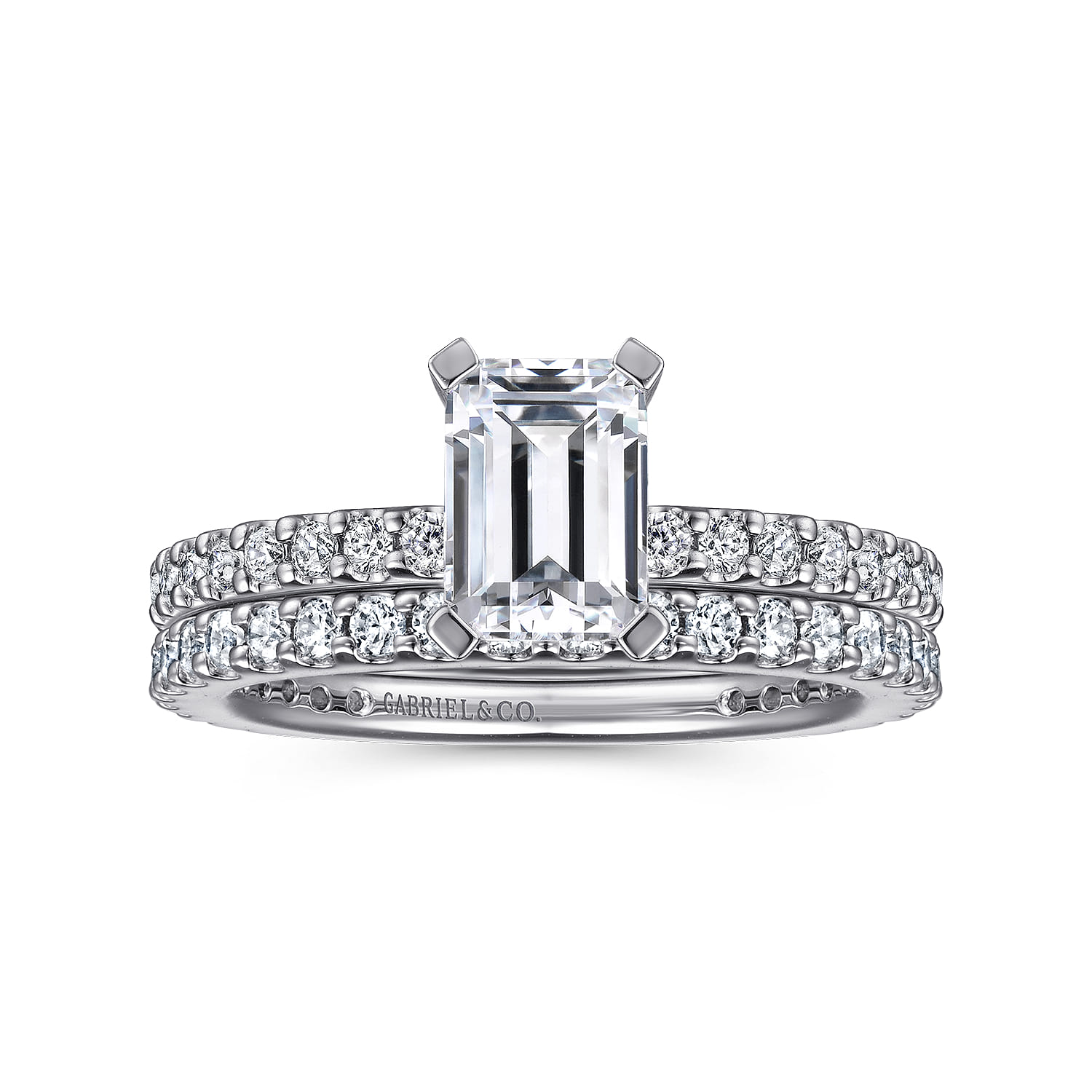 Emerald Diamond Engagement Ring in Platinum, photograph 4