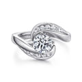 Hayley - 14K White Gold Round Bypass Diamond Channel Set Engagement Ring