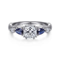 Carrie - Platinum Cushion Cut Five Stone Sapphire and Diamond Engagement Ring