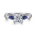 Carrie - 14K White Gold Cushion Cut Five Stone Sapphire and Diamond Engagement Ring