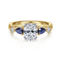 Carrie - 14K White-Yellow Gold Oval Five Stone Sapphire and Diamond Engagement Ring