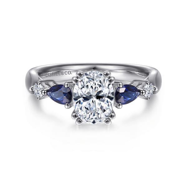 Oval Five Stone Sapphire and Diamond Engagement Ring in Platinum