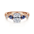 Carrie - 14K White-Rose Gold Oval Five Stone Sapphire and Diamond Engagement Ring