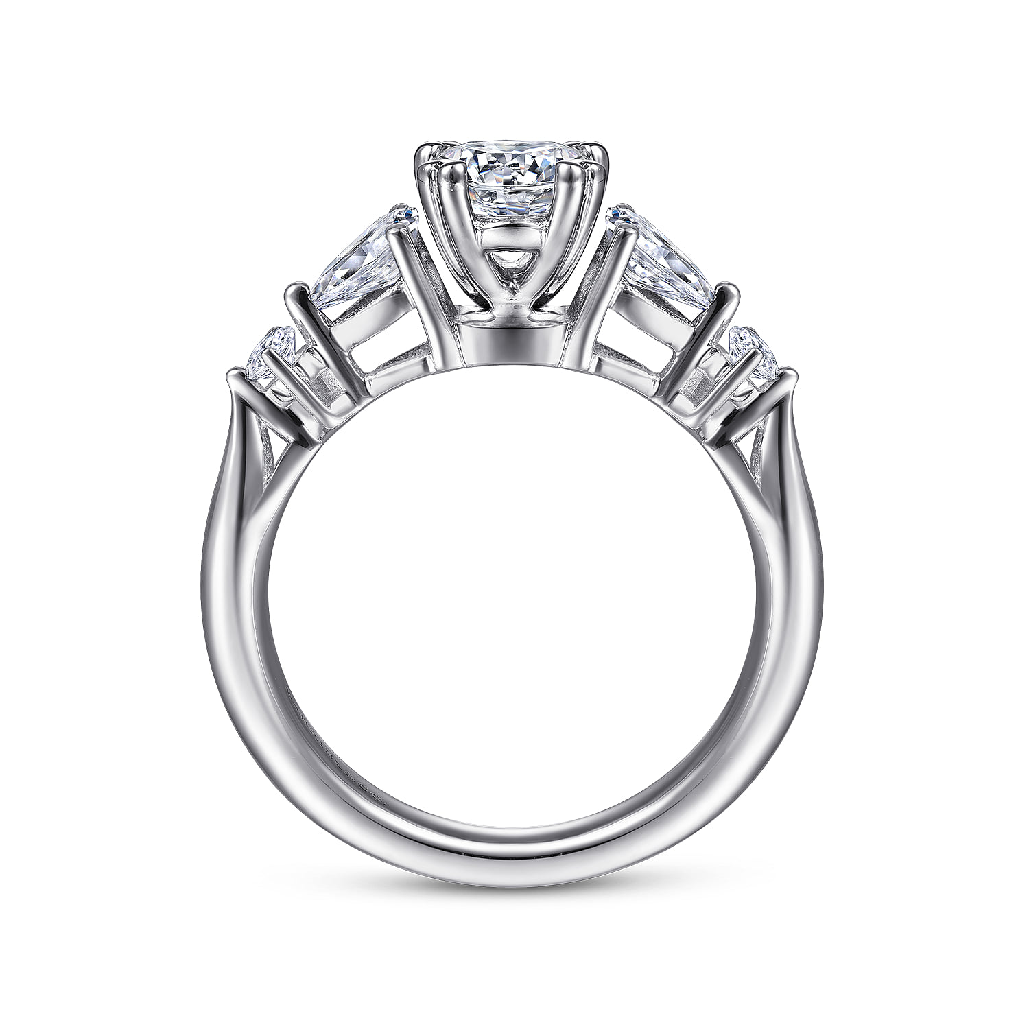 Oval Five Stone Diamond Engagement Ring in 14K White Gold, photograph 2