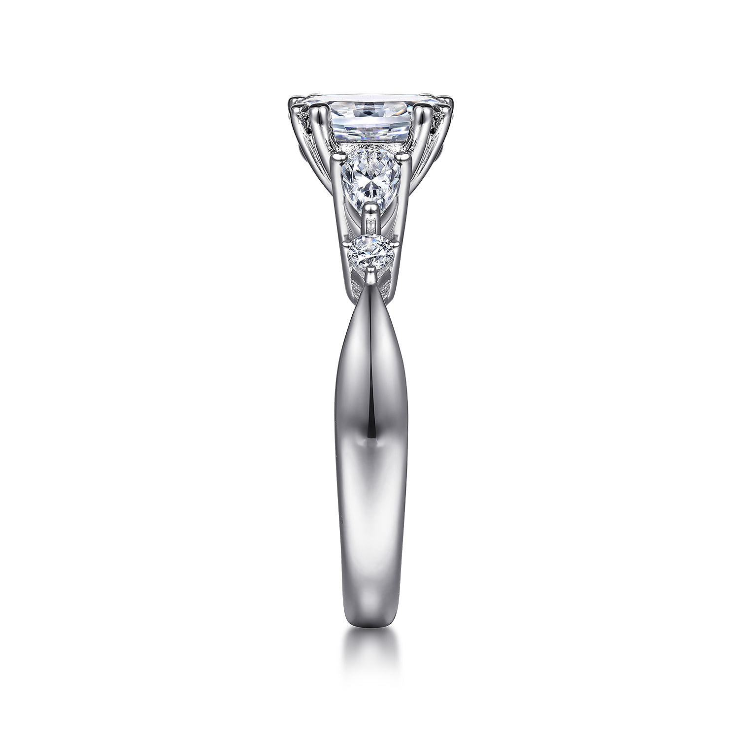 Oval Five Stone Diamond Engagement Ring in 14K White Gold, photograph 5