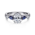 Carrie - 14K White Gold Oval Five Stone Sapphire and Diamond Engagement Ring