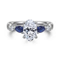 Carrie - 14K White Gold Oval Five Stone Sapphire and Diamond Engagement Ring