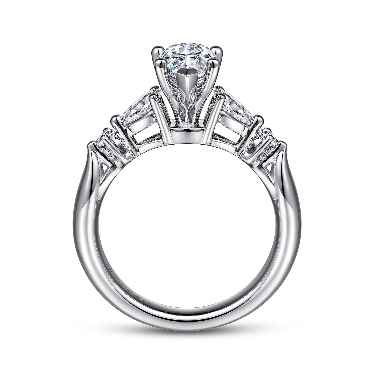 Pear Five Stone Diamond Engagement Ring in 14K White Gold, photograph 2