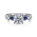 Carrie - 14K White Gold Round Five Stone Sapphire and Diamond Engagement Ring