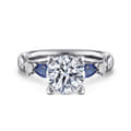 Carrie - 14K White Gold Round Five Stone Sapphire and Diamond Engagement Ring
