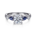 Carrie - 14K White Gold Round Five Stone Sapphire and Diamond Engagement Ring