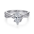 Aleesa - 14K White Gold Twisted Marquise Shape Diamond Engagement Ring