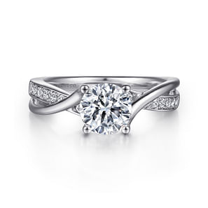 Aleesa - 14K White Gold Round Bypass Diamond Engagement Ring