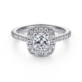 Carly - 14K White Gold Cushion Halo Diamond Engagement Ring