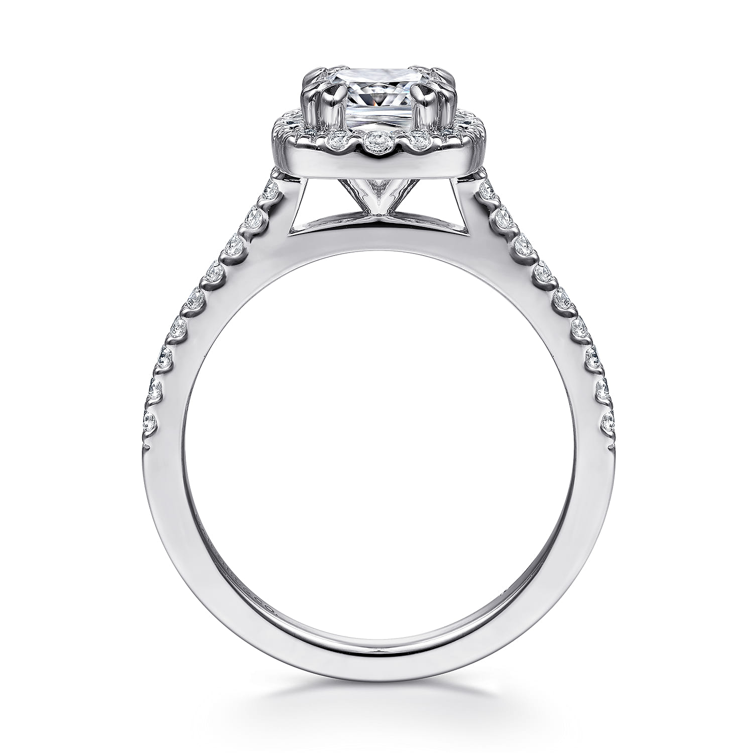 Cushion Halo Diamond Engagement Ring in 14K White Gold, photograph 2