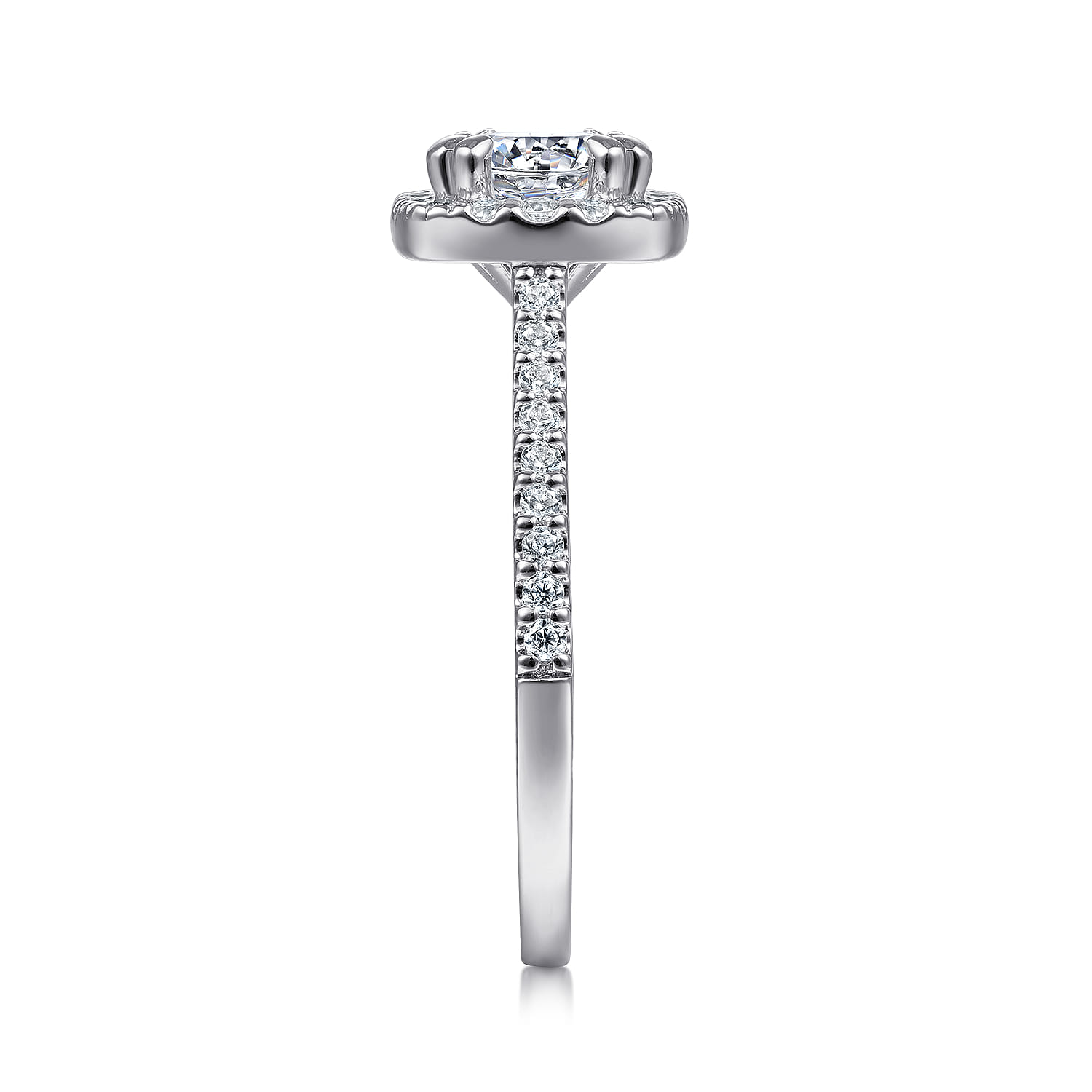 Cushion Halo Diamond Engagement Ring in 14K White Gold, photograph 5