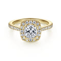 Carly - 14K Yellow Gold Cushion Halo Diamond Engagement Ring