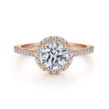 Carly - 14K Rose Gold Round Halo Diamond Engagement Ring