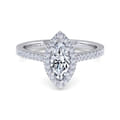 Carly - 14K White Gold Marquise Shape Halo Diamond Engagement Ring