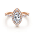 Carly - 14K Rose Gold Marquise Halo Diamond Engagement Ring