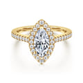 Carly - 14K Yellow Gold Marquise Halo Diamond Engagement Ring