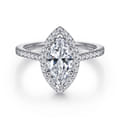 Carly - 14K White Gold Marquise Shape Halo Diamond Engagement Ring
