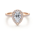 Carly - 14K Rose Gold Pear Shape Halo Diamond Engagement Ring
