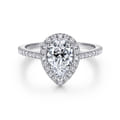 Carly - 14K White Gold Pear Shape Halo Diamond Engagement Ring