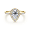 Carly - 14K Yellow Gold Pear Shape Halo Diamond Engagement Ring