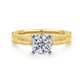 Maura - Vintage Inspired 14K White-Yellow Gold Round Solitaire Engagement Ring
