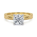 Maura - Vintage Inspired 14K White-Yellow Gold Round Solitaire Engagement Ring