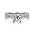 Maura - Vintage Inspired 14K White Gold Round Solitaire Engagement Ring